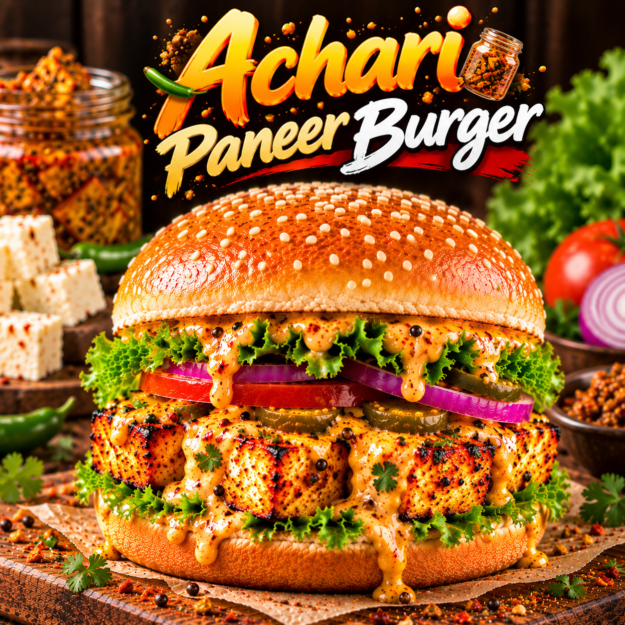 Achari Paneer Burger