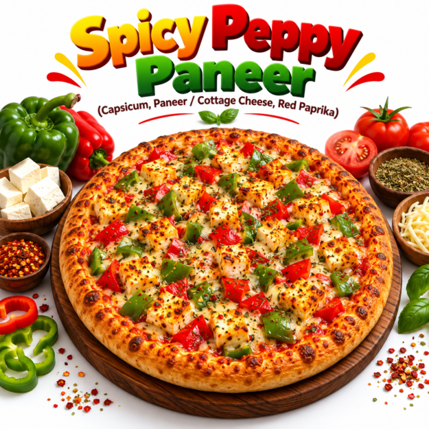 Spicy Peppy Paneer Pizza