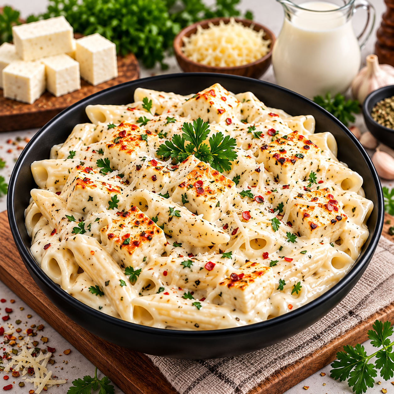 White Cheese Paneer Pasta