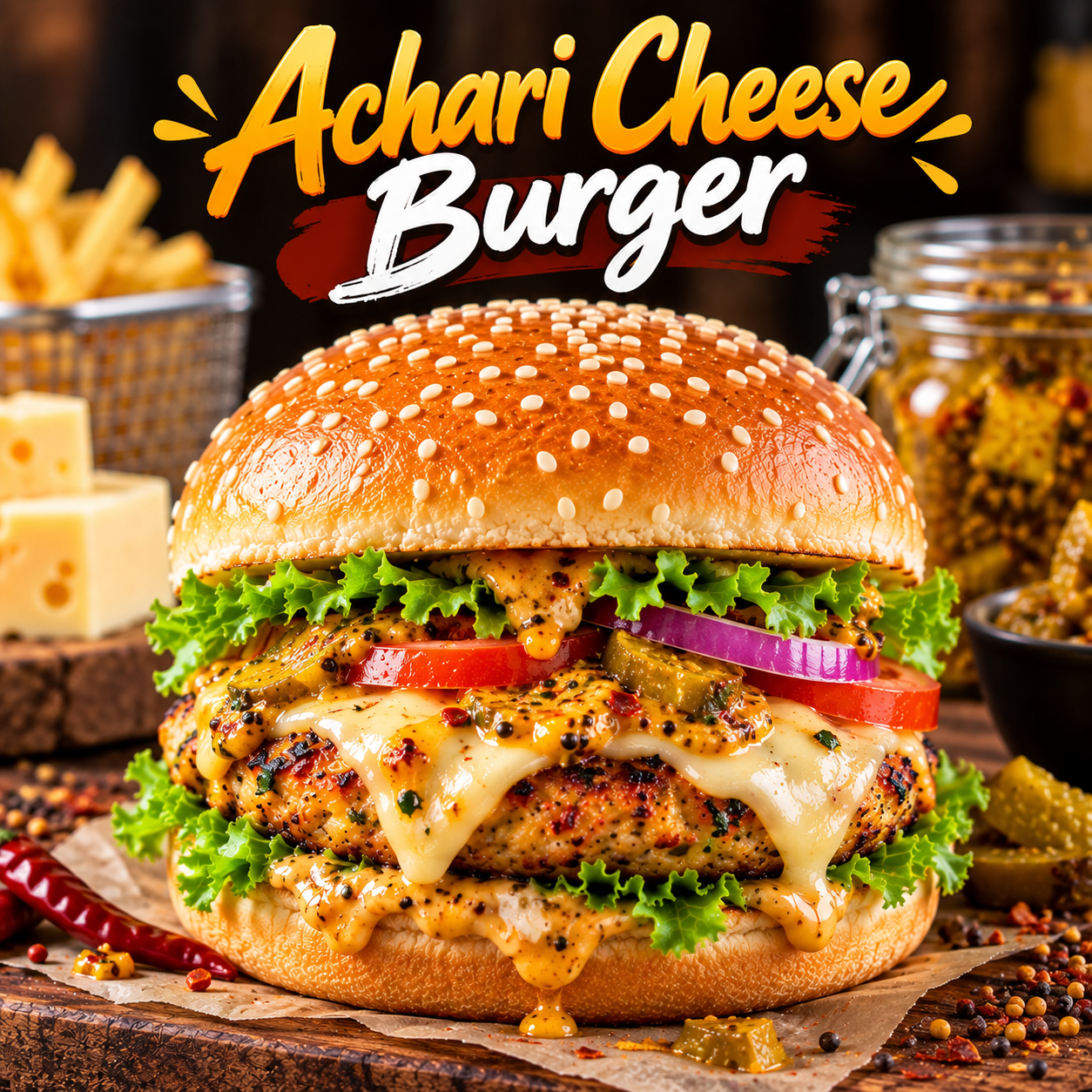 Achari Cheese Burger
