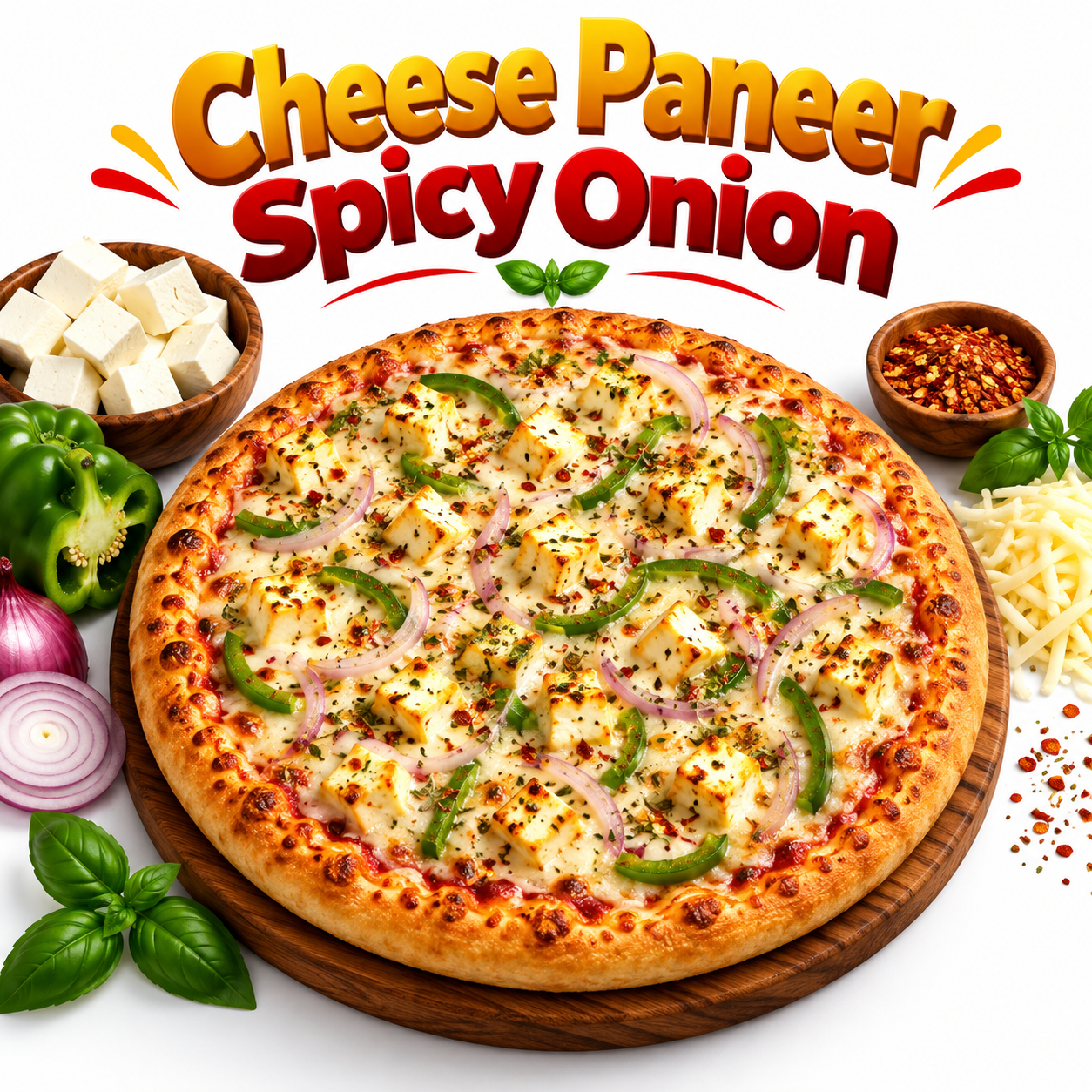Cheese Paneer Spicy Onion Pizza